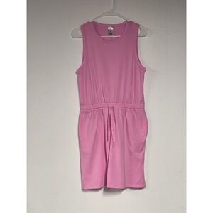 Member's Mark Womens Pink Sleeveless Tank Dress Drawstring Waist Pockets Small